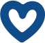 A blue heart with an open heart in the middle.